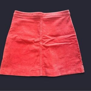 Forever 21 Coral Pink Corduroy A-Line Mini Skirt with Exposed Back Zipper